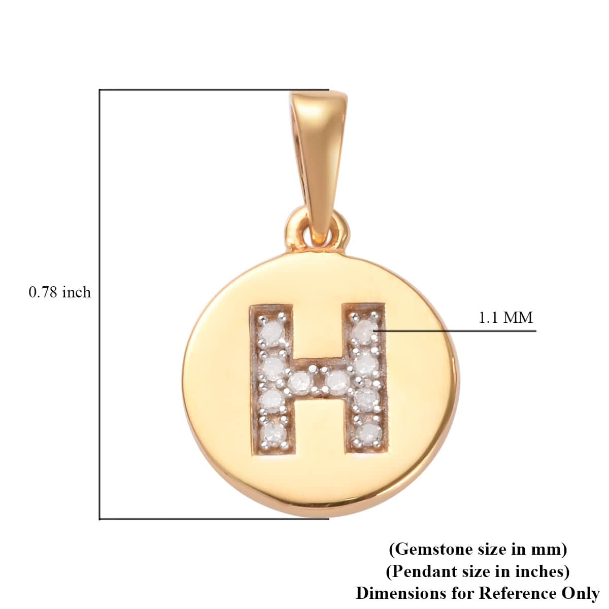 Lolos Exclusive Pick's Diamond Initial H Pendant in 14K Yellow Gold Over Sterling Silver 0.06 ctw image number 4
