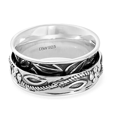 D'Joy Sterling Silver Floral Spinner Ring (Size 10.0) 4.90 Grams