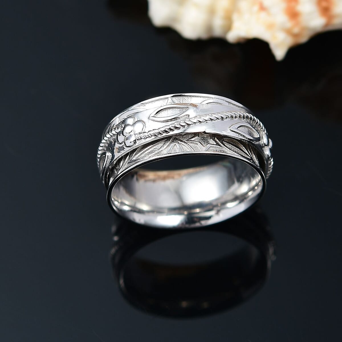D'Joy Sterling Silver Spinner Ring (Size 8.0) 6 Grams image number 1