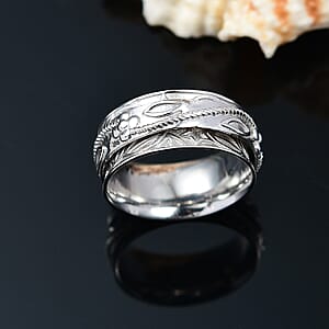 D'Joy Sterling Silver Floral Spinner Ring (Size 8.0) 4.90 Grams