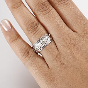 D'Joy Sterling Silver Floral Spinner Ring (Size 8.0) 4.90 Grams