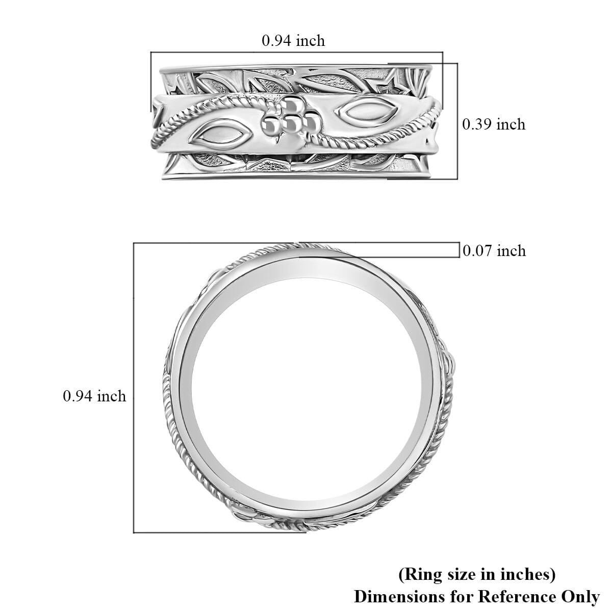 D'Joy Sterling Silver Spinner Ring (Size 8.0) 6 Grams image number 5