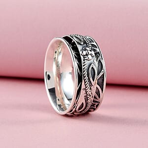 D'Joy Floral Spinner Ring in Sterling Silver (Size 9.0) 4.90 Grams