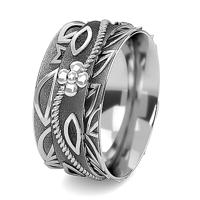 D'Joy Floral Spinner Ring in Sterling Silver (Size 9.0) 4.90 Grams