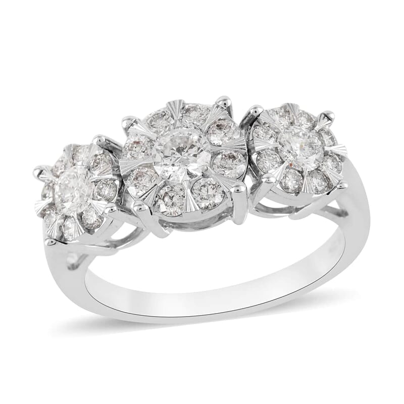 14K White Gold H I1 Diamond Ring (Size 7.0) 4.30 Grams 1.00 ctw