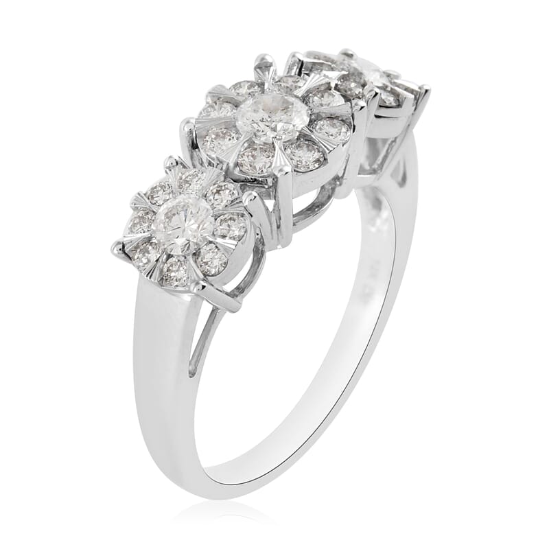 14K White Gold H I1 Diamond Ring (Size 7.0) 4.30 Grams 1.00 ctw
