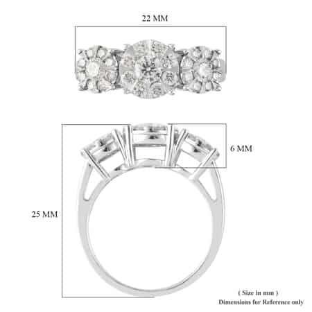 14K White Gold H I1 Diamond Ring (Size 7.0) 4.30 Grams 1.00 ctw image number 3