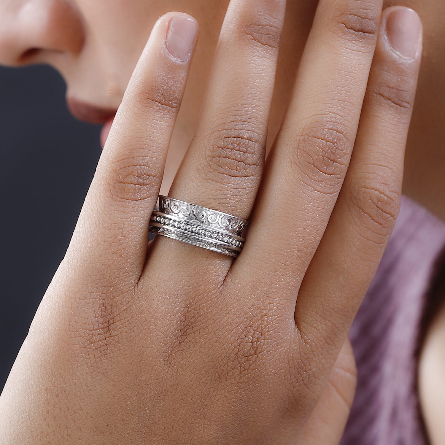 D'Joy Spinner Ring in Sterling Silver (Size 10.0) 4.15 Grams