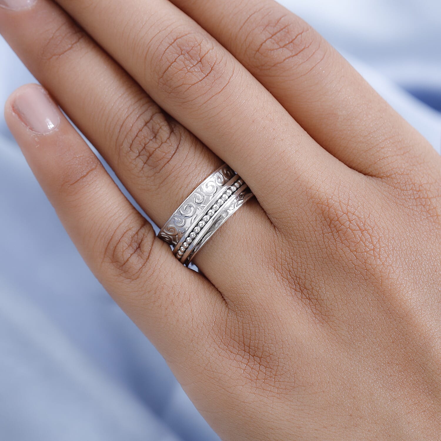 D'Joy Spinner Ring in Sterling Silver (Size 10.0) 4.15 Grams