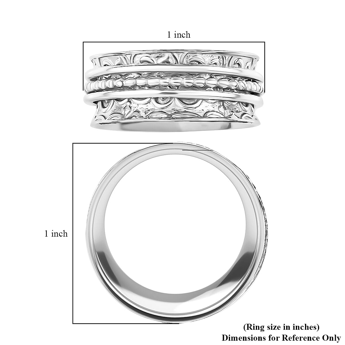 D'Joy Spinner Ring in Sterling Silver (Size 10.0) 4.15 Grams