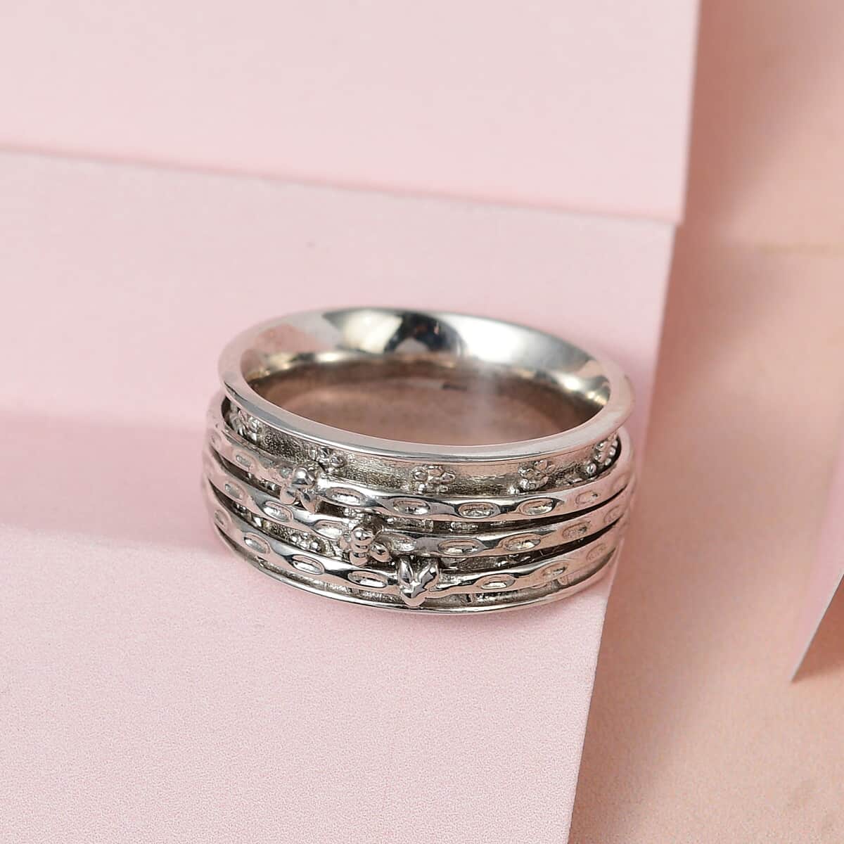 Sterling Silver Spinner Ring, Anxiety Ring for Women, Fidget Rings for Anxiety for Women, Stress Relieving Anxiety Ring, Promise Rings (Size 10.0) (7.30 g) image number 4