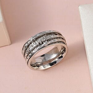 D'Joy Sterling Silver Spinner Ring, Anxiety Ring for Women, Fidget Rings for Anxiety for Women, Stress Relieving Anxiety Ring, Promise Rings (Size 6.0) (7.30 g)