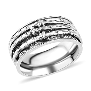 D'Joy Sterling Silver Spinner Ring, Anxiety Ring for Women, Fidget Rings for Anxiety for Women, Stress Relieving Anxiety Ring, Promise Rings (Size 7.0) (7.30 g)