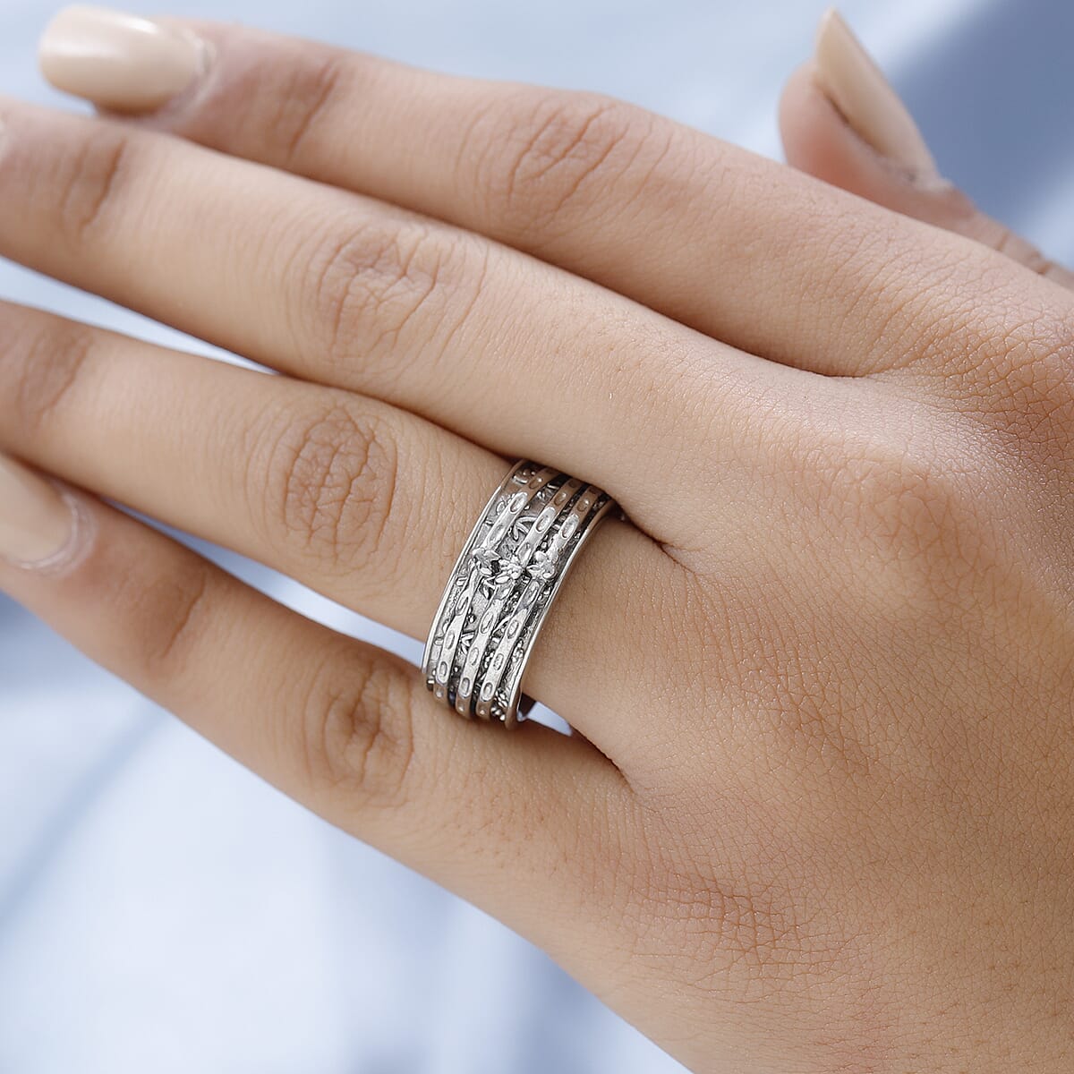 D'Joy Sterling Silver Spinner Ring, Anxiety Ring for Women, Fidget Rings for Anxiety for Women, Stress Relieving Anxiety Ring, Promise Rings (Size 7.0) (7.30 g) image number 1