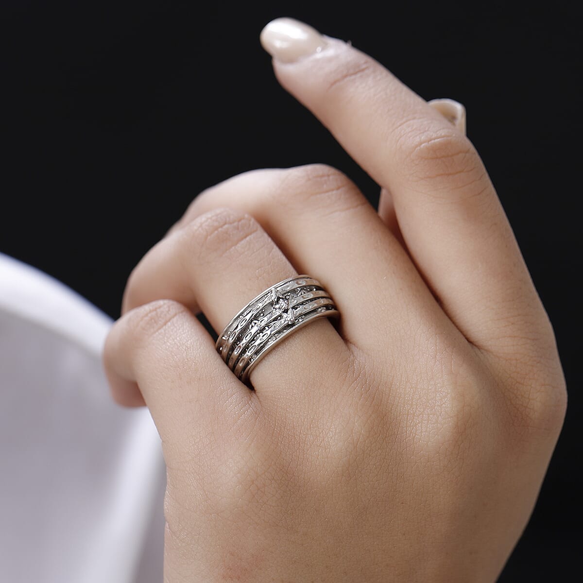 D'Joy Sterling Silver Spinner Ring, Anxiety Ring for Women, Fidget Rings for Anxiety for Women, Stress Relieving Anxiety Ring, Promise Rings (Size 7.0) (7.30 g) image number 2