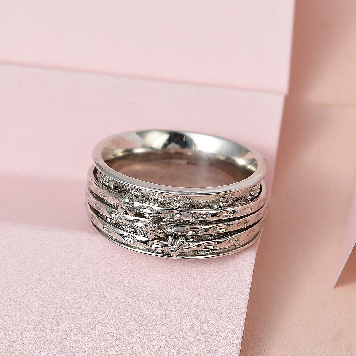 D'Joy Sterling Silver Spinner Ring, Anxiety Ring for Women, Fidget Rings for Anxiety for Women, Stress Relieving Anxiety Ring, Promise Rings (Size 7.0) (7.30 g) image number 4