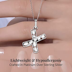 Natural Uncut Polki Diamond 0.50 ctw Initial X Pendant Necklace in Platinum Over Sterling Silver 20 Inches