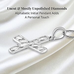 Natural Uncut Polki Diamond 0.50 ctw Initial X Pendant Necklace in Platinum Over Sterling Silver 20 Inches