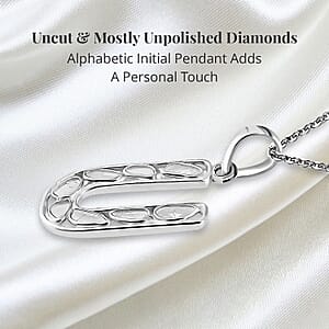 Natural Uncut Polki Diamond Initial U Pendant Necklace  in Platinum Over Sterling Silver 20 Inches 0.50 ctw