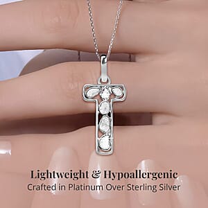 Natural Uncut Polki Diamond 0.50 ctw Initial T Pendant Necklace in Platinum Over Sterling Silver 20 Inches