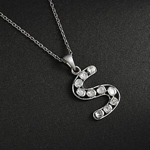 Natural Uncut Polki Diamond 0.50 ctw Initial S Pendant Necklace in Platinum Over Sterling Silver 20 Inches