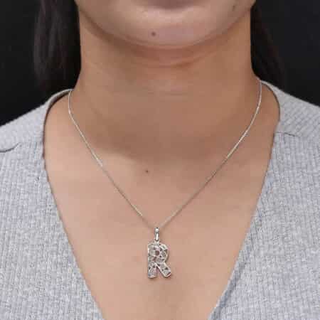 Artisan Crafted Polki Diamond Initial R Pendant Necklace (20 Inches) in Platinum Over Sterling Silver image number 6