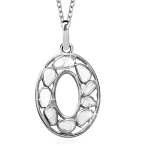 Natural Uncut Polki Diamond Initial O Pendant Necklace  in Platinum Over Sterling Silver 20 Inches 0.50 ctw