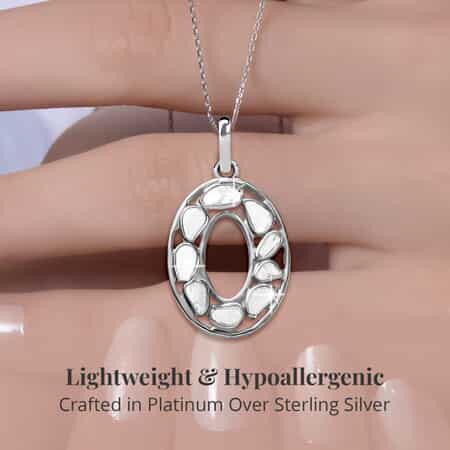 Artisan Crafted Polki Diamond Initial O Pendant Necklace (20 Inches) in Platinum Over Sterling Silver image number 2