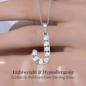 Natural Uncut Polki Diamond 0.50 ctw Initial J Pendant Necklace in Platinum Over Sterling Silver 20 Inches