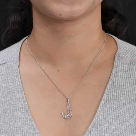Artisan Crafted Polki Diamond Initial J Pendant Necklace (20 Inches) in Platinum Over Sterling Silver image number 6