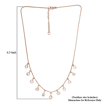 Artisan Crafted Polki Diamond Dainty Drop Station Necklace 18-20 Inches in 14K Rose Gold Over Sterling Silver 2.00 ctw