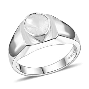 Polki Diamond Men's Ring in Platinum Over Sterling Silver (Size 10.0) 0.50 ctw