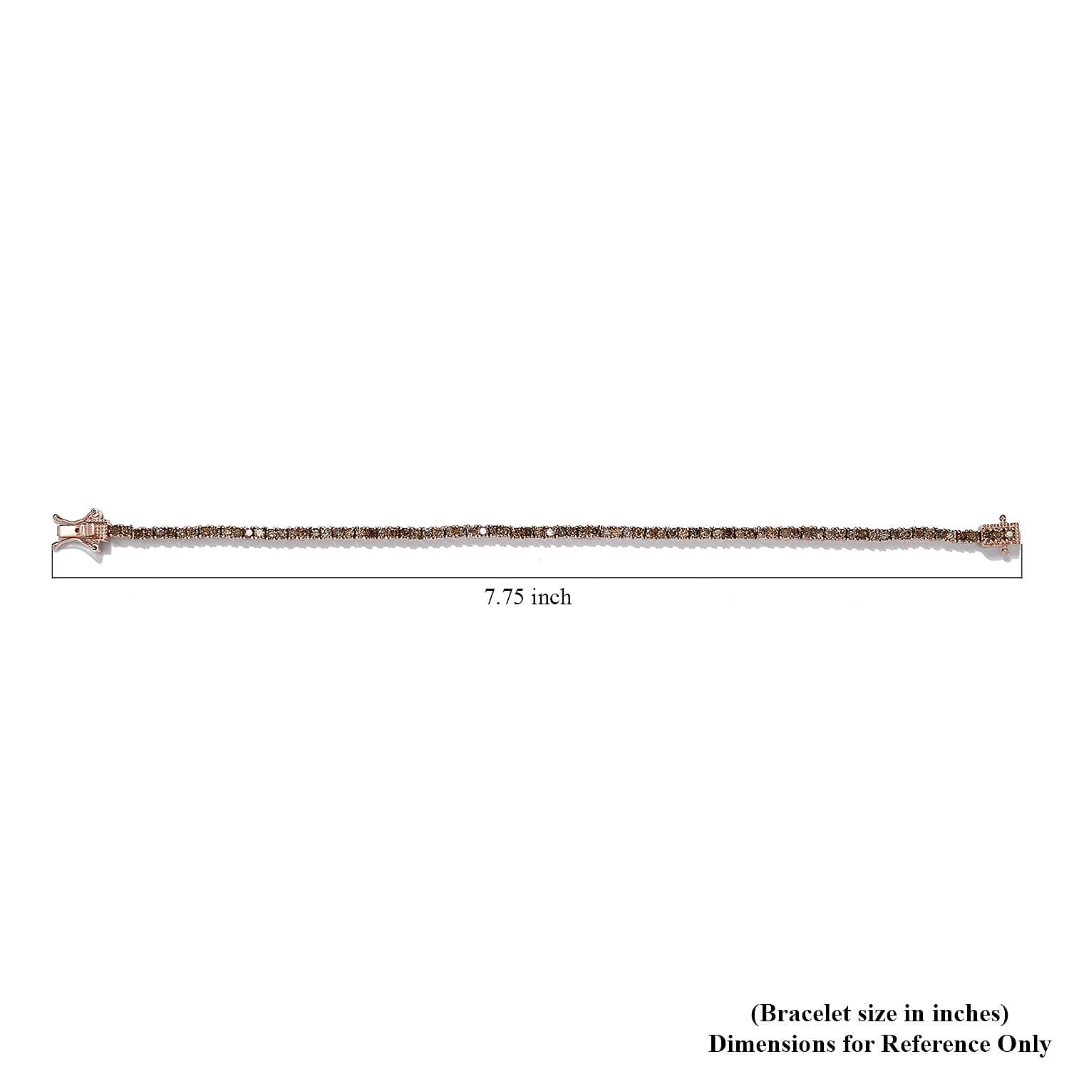 Natural Champagne Diamond Tennis Bracelet in Vermeil Rose Gold Over Sterling Silver (7.25 In) 3.00 ctw