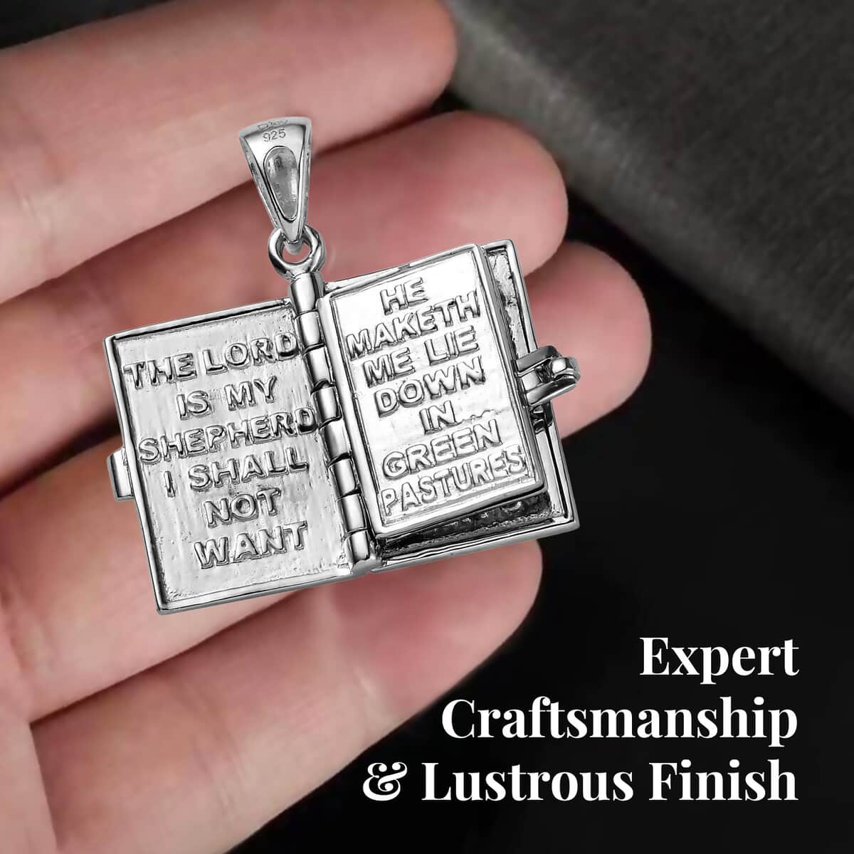 Holy Cross Pendant in Vermeil Yellow Gold and Platinum Over Sterling Silver, Silver Fashion Pendant, Bible Verses Pendant 7.30 Grams image number 4