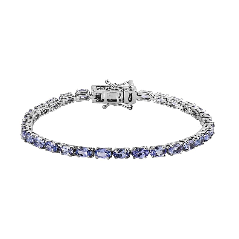 Tanzanite Tennis Bracelet in Platinum Over Sterling Silver (6.50 In) 7.25 ctw