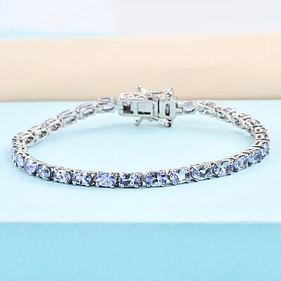 Tanzanite Tennis Bracelet in Platinum Over Sterling Silver (6.50 In) 7.25 ctw