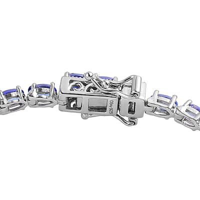 Tanzanite Tennis Bracelet in Platinum Over Sterling Silver (6.50 In) 7.25 ctw