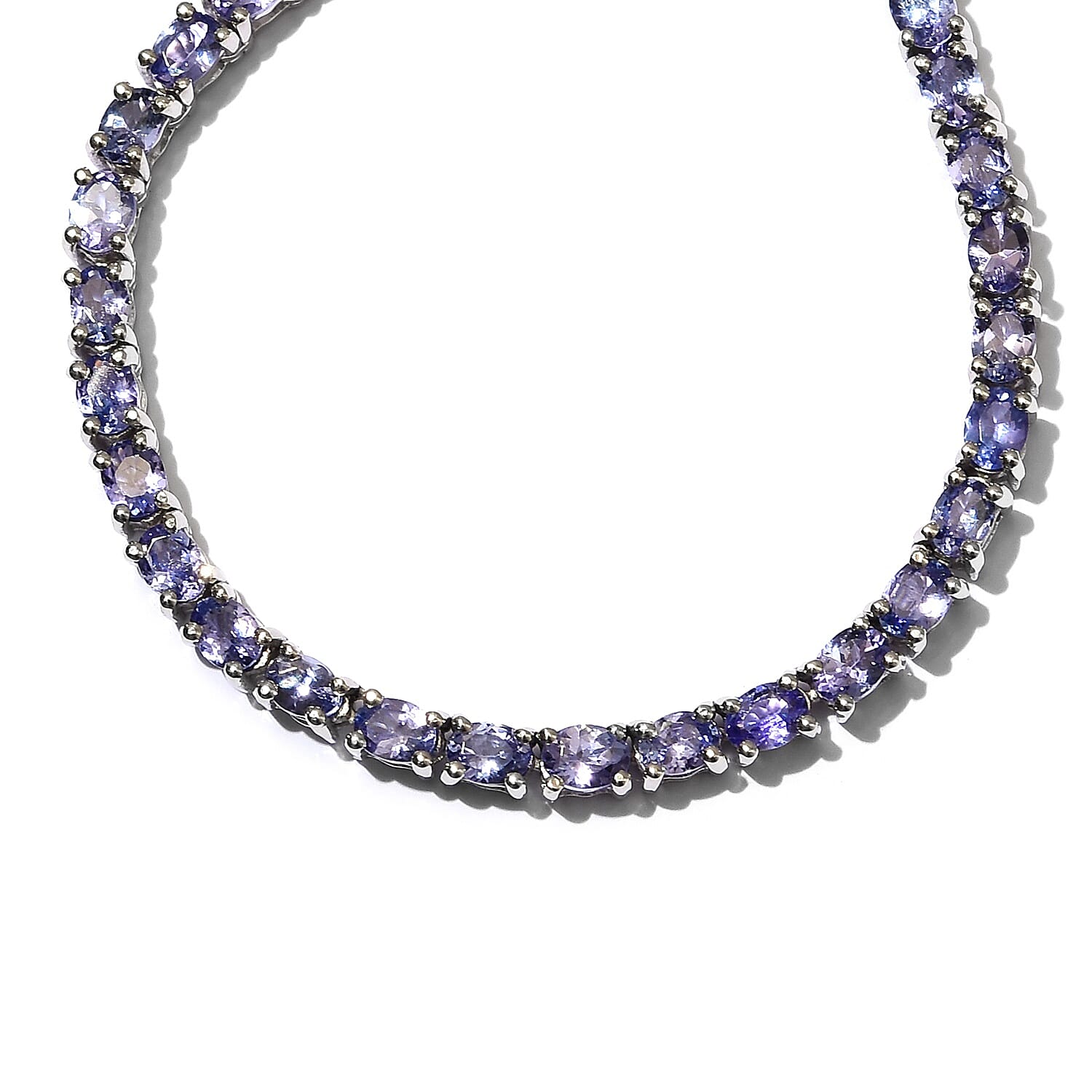 Tanzanite Tennis Necklace 18 Inches in Platinum Over Sterling Silver 22.45 Grams 17.30 ctw