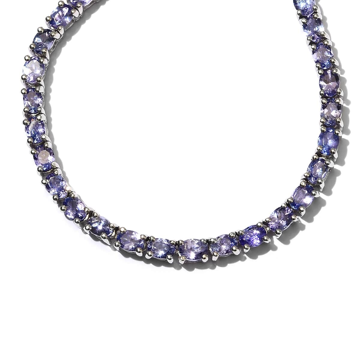 Tanzanite Tennis Necklace 18 Inches in Platinum Over Sterling Silver 22.45 Grams 17.30 ctw image number 3