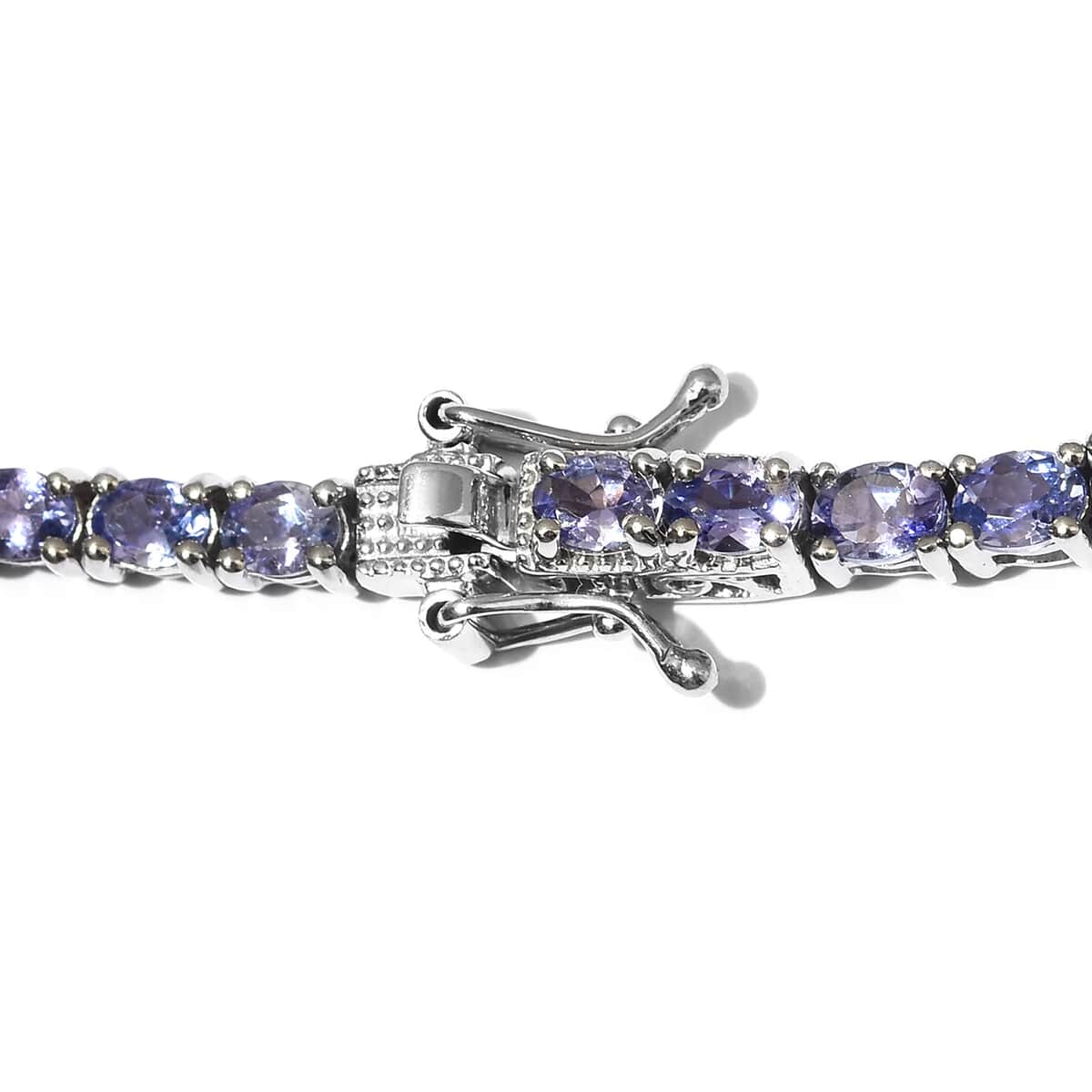 Tanzanite Tennis Necklace 18 Inches in Platinum Over Sterling Silver 22.45 Grams 17.30 ctw image number 4