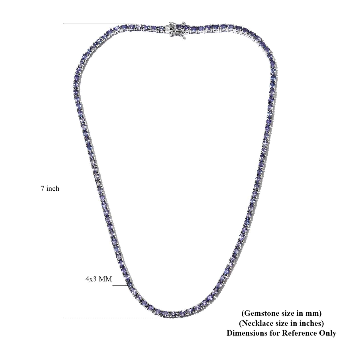 Tanzanite Tennis Necklace 18 Inches in Platinum Over Sterling Silver 22.45 Grams 17.30 ctw image number 5