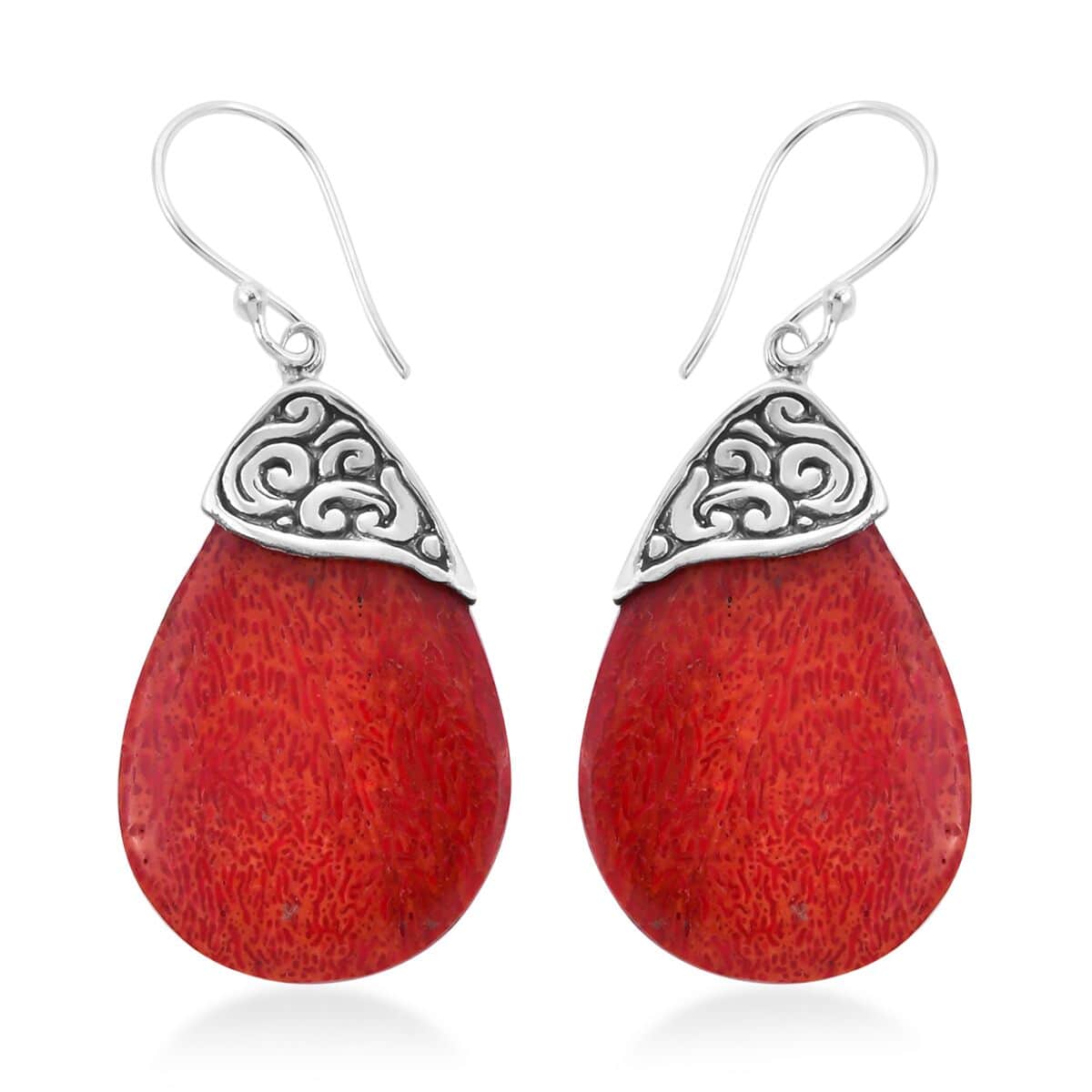 Sponge Coral Earrings in Sterling Silver,Silver Drop Earrings image number 0