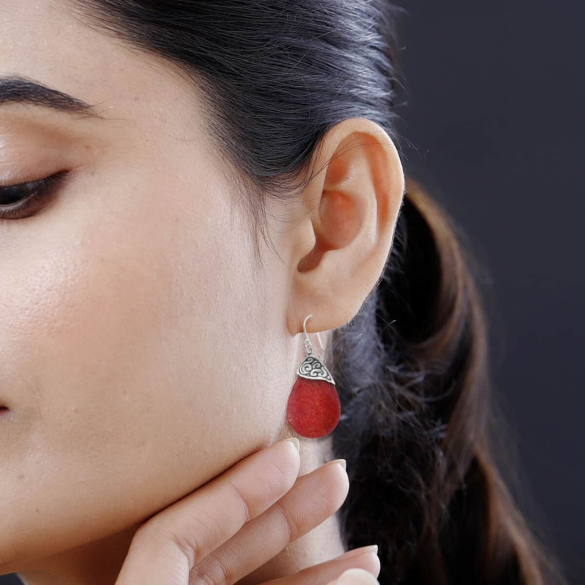 Sponge Coral Earrings in Sterling Silver,Silver Drop Earrings image number 2