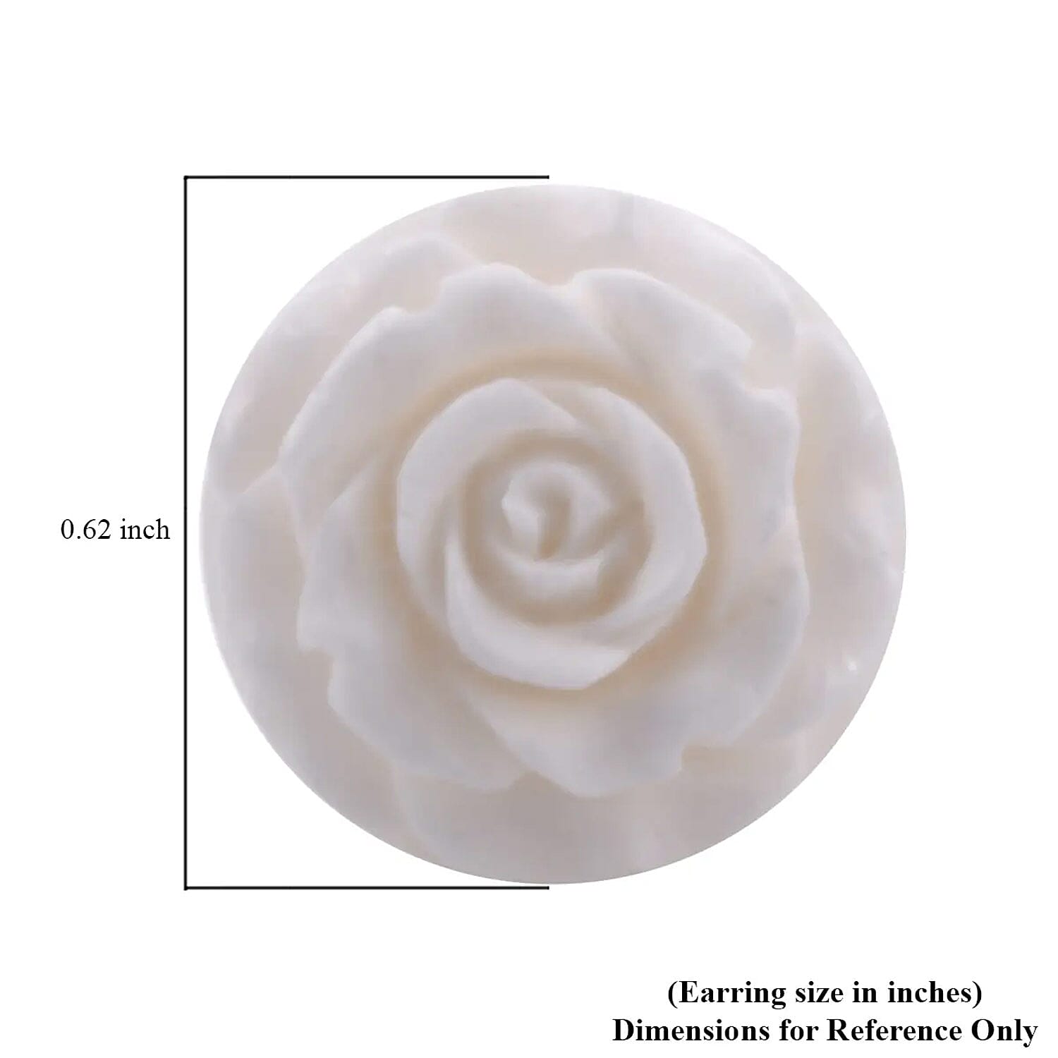 Carved Bone Rose Flower Stud Earrings in Sterling Silver