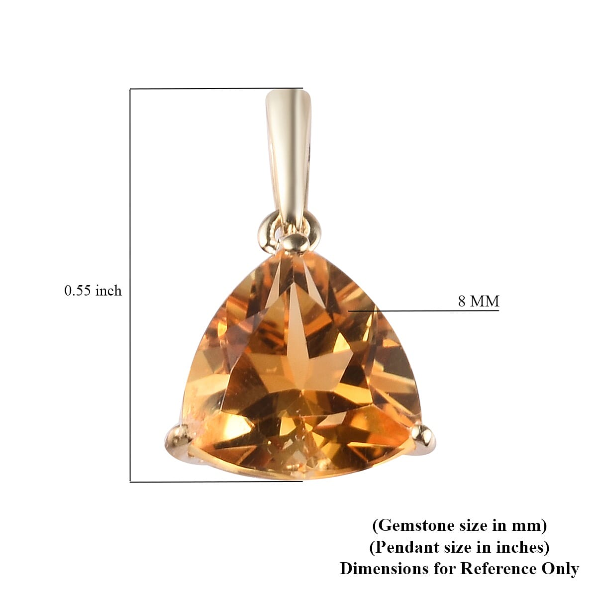 10K Yellow Gold Premium Brazilian Citrine Pendant 1.50 ctw image number 4