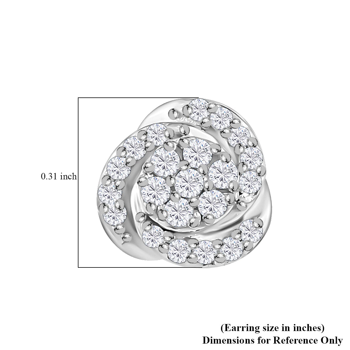 D'Joy Diamond 0.25 ctw Love Knot Stud Earrings in Platinum Over Sterling Silver, Diamond Jewelry, Gifts For Her image number 4