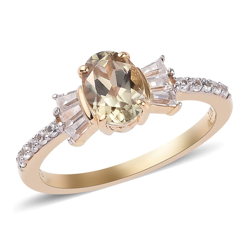 10K Yellow Gold AAA Turkizite and Zircon Ring (Size 6.0) 1.30 ctw
