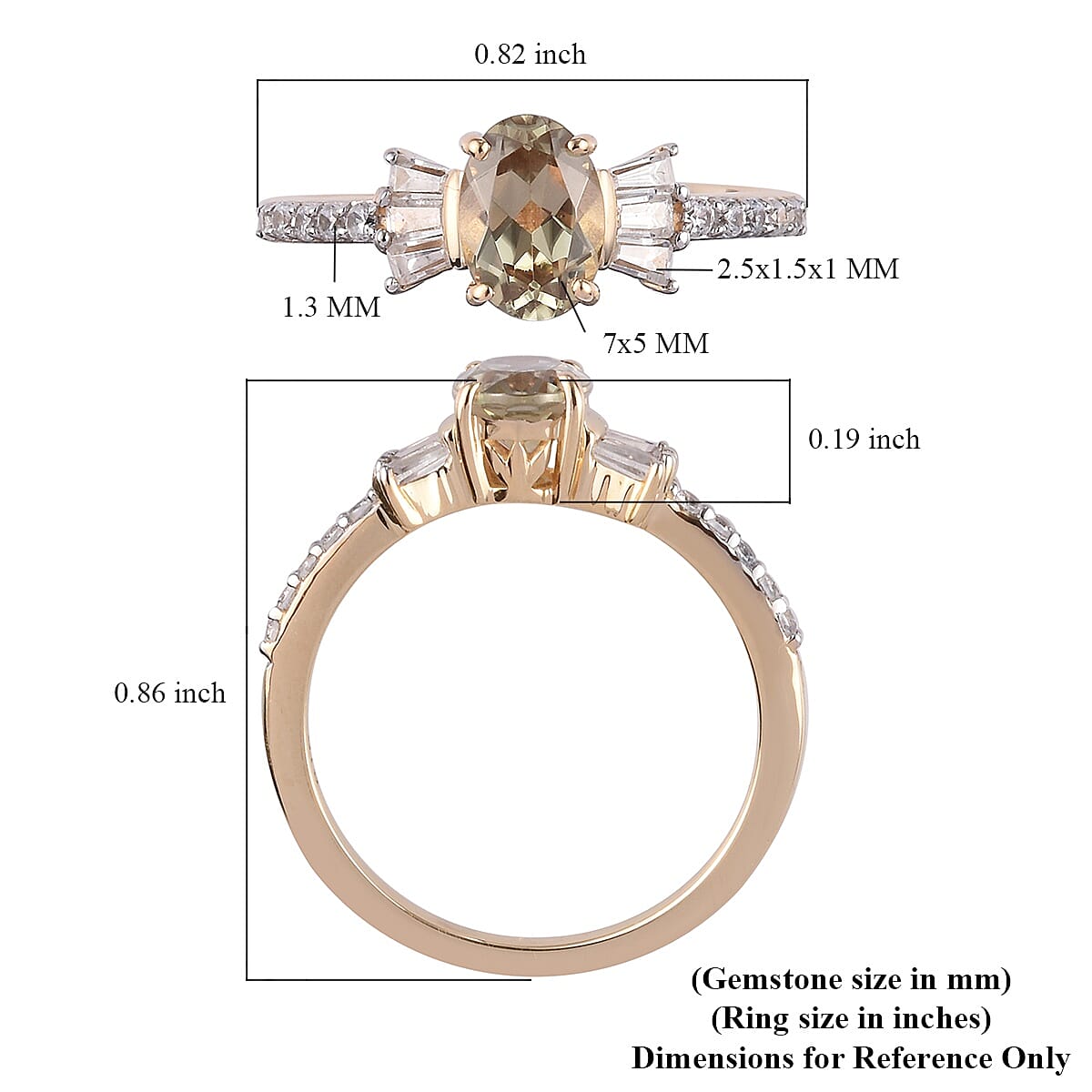 10K Yellow Gold AAA Turkizite and Zircon Ring (Size 6.0) 1.30 ctw