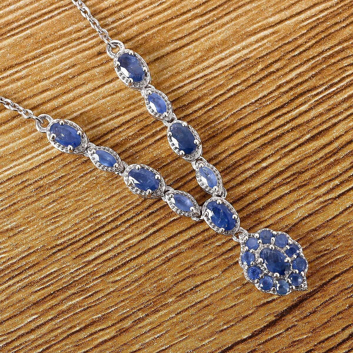 Blue Sapphire Necklace 20 Inches in Platinum Over Sterling Silver 7.10 Grams 2.50 ctw image number 1