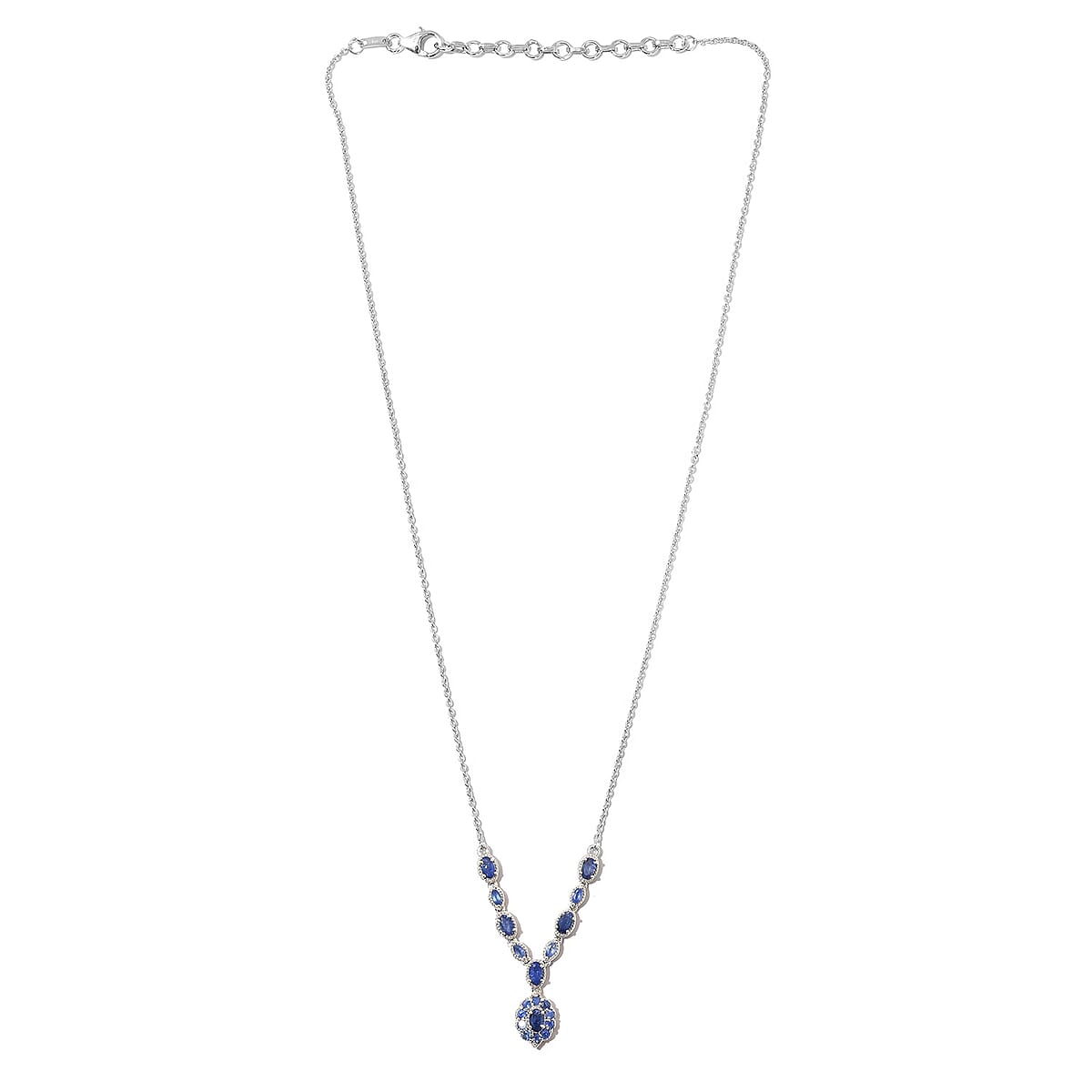 Blue Sapphire Necklace 20 Inches in Platinum Over Sterling Silver 7.10 Grams 2.50 ctw image number 3